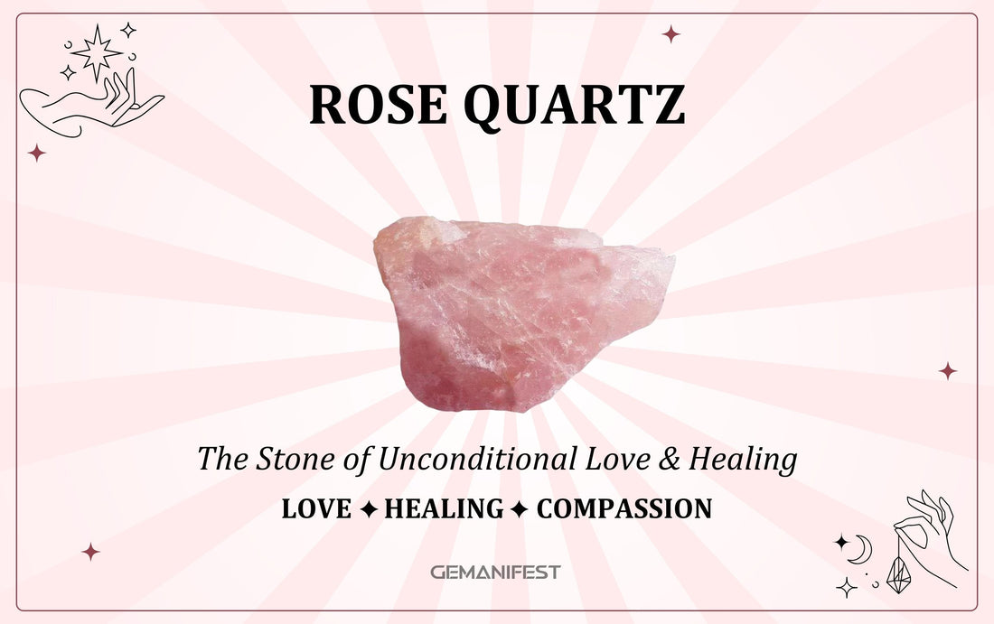 Rose Quartz crystal meaning – The Stone of Unconditional Love & Healing, used for self-love, emotional healing, and harmony.