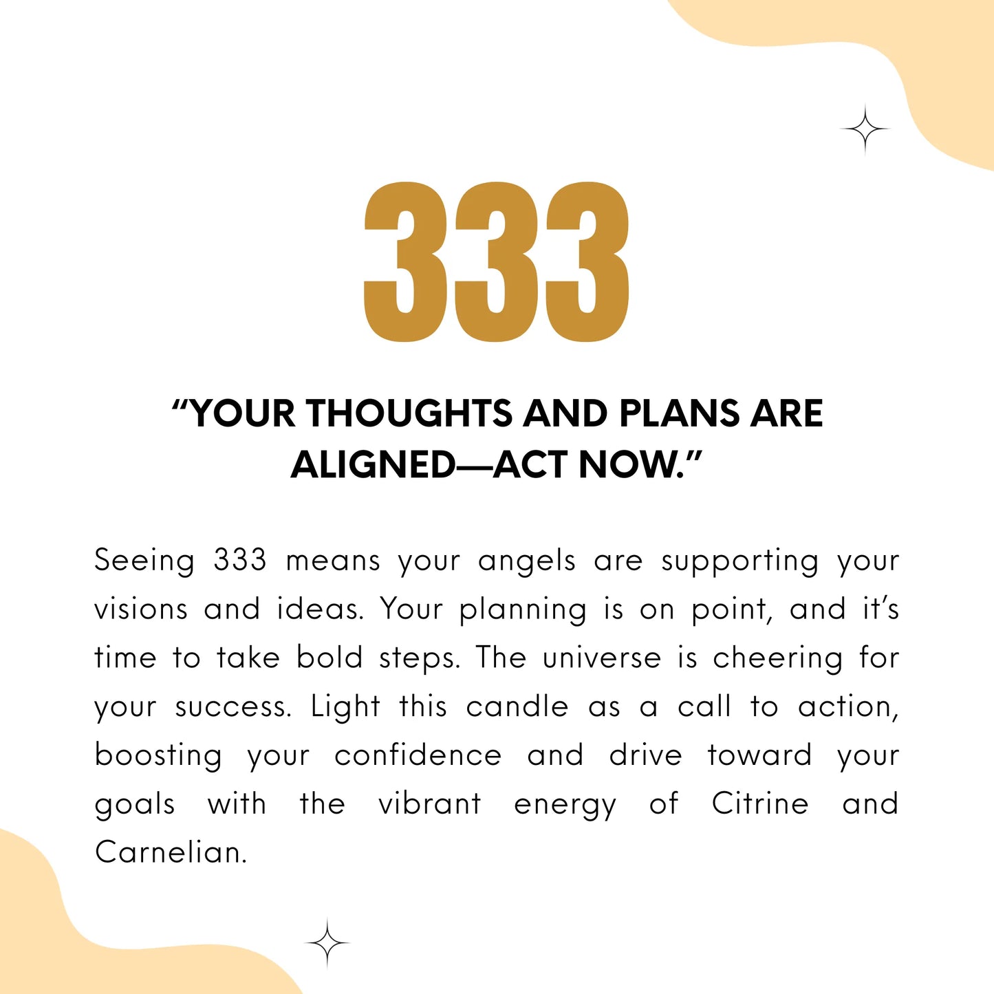 Text about angel number 333 and its significance on a white background with gold accents.