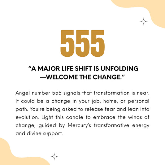 Gemanifest 555 Transformation candle on a textured surface with decorative elements.