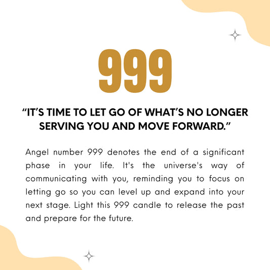 Gemanifest 999 Angel Number Candle with natural crystals on a textured surface