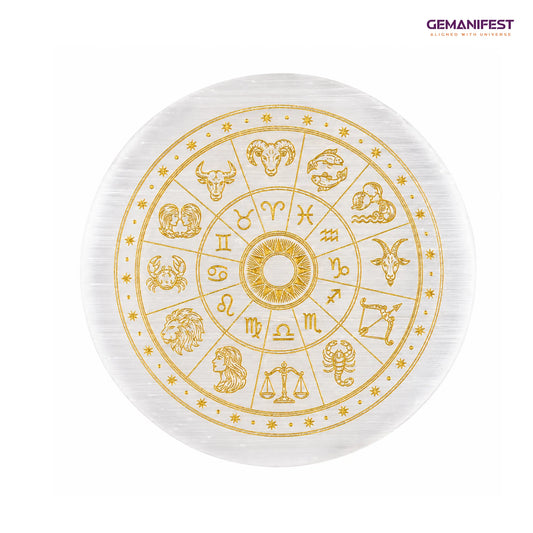Celestial Zodiac Selenite Charging Plate for Self-Alignment