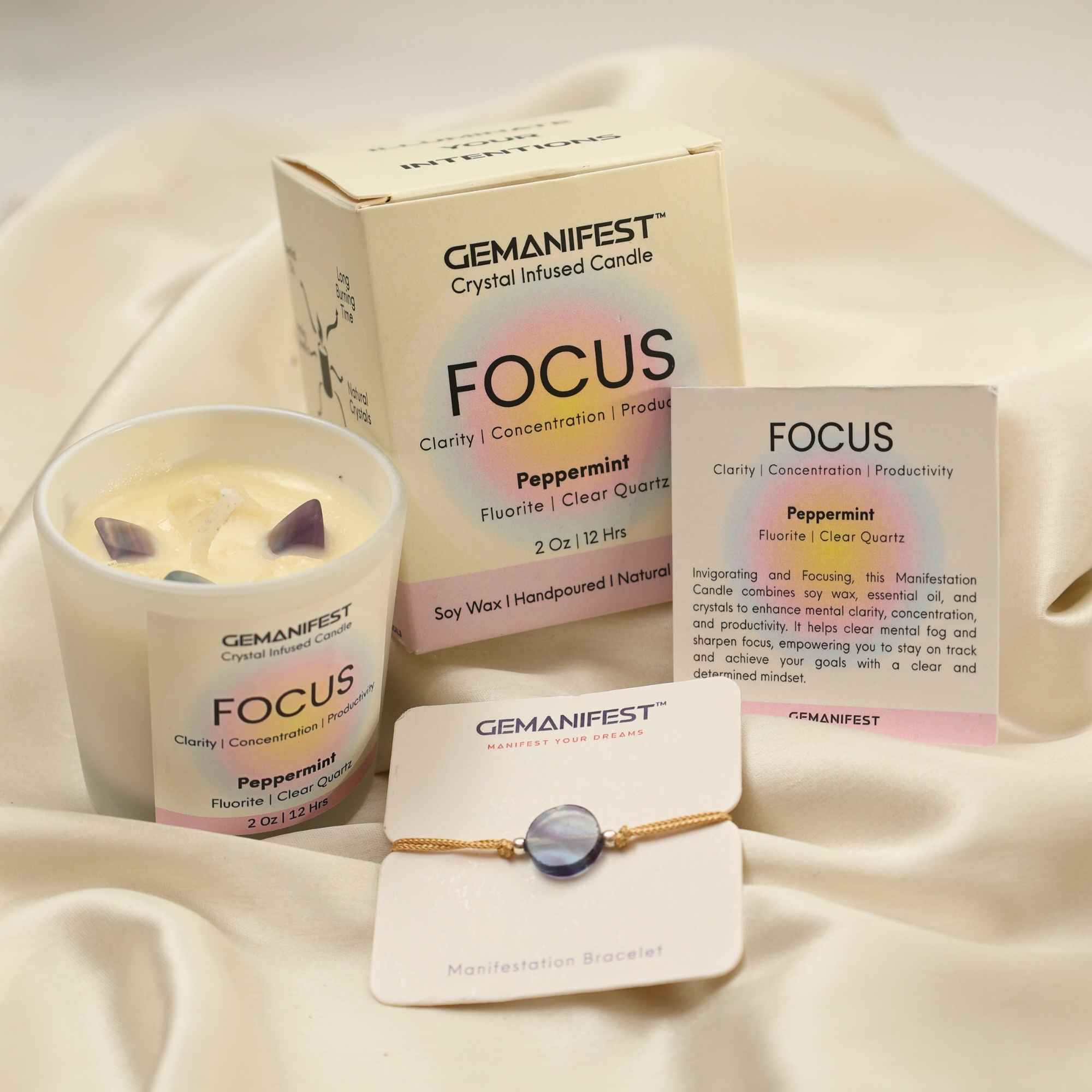 Focus Manifestation Candle with full kit set for Mental Clarity, Focus, and Productivity.