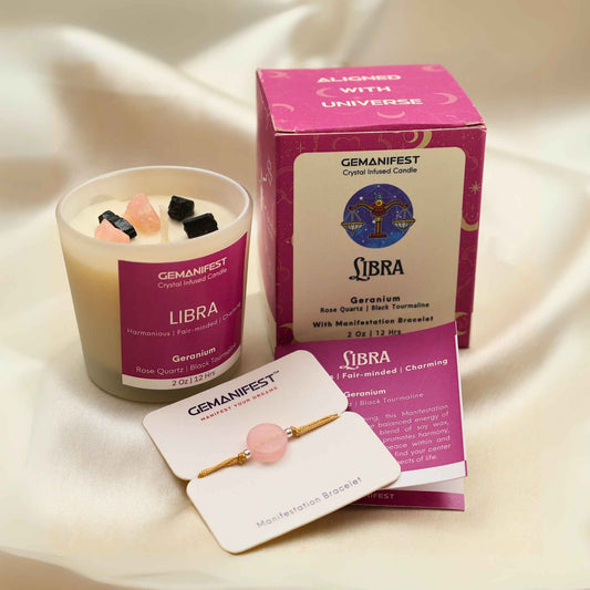 Libra Zodiac Manifestation Candle with full kit set for harmony and protection.