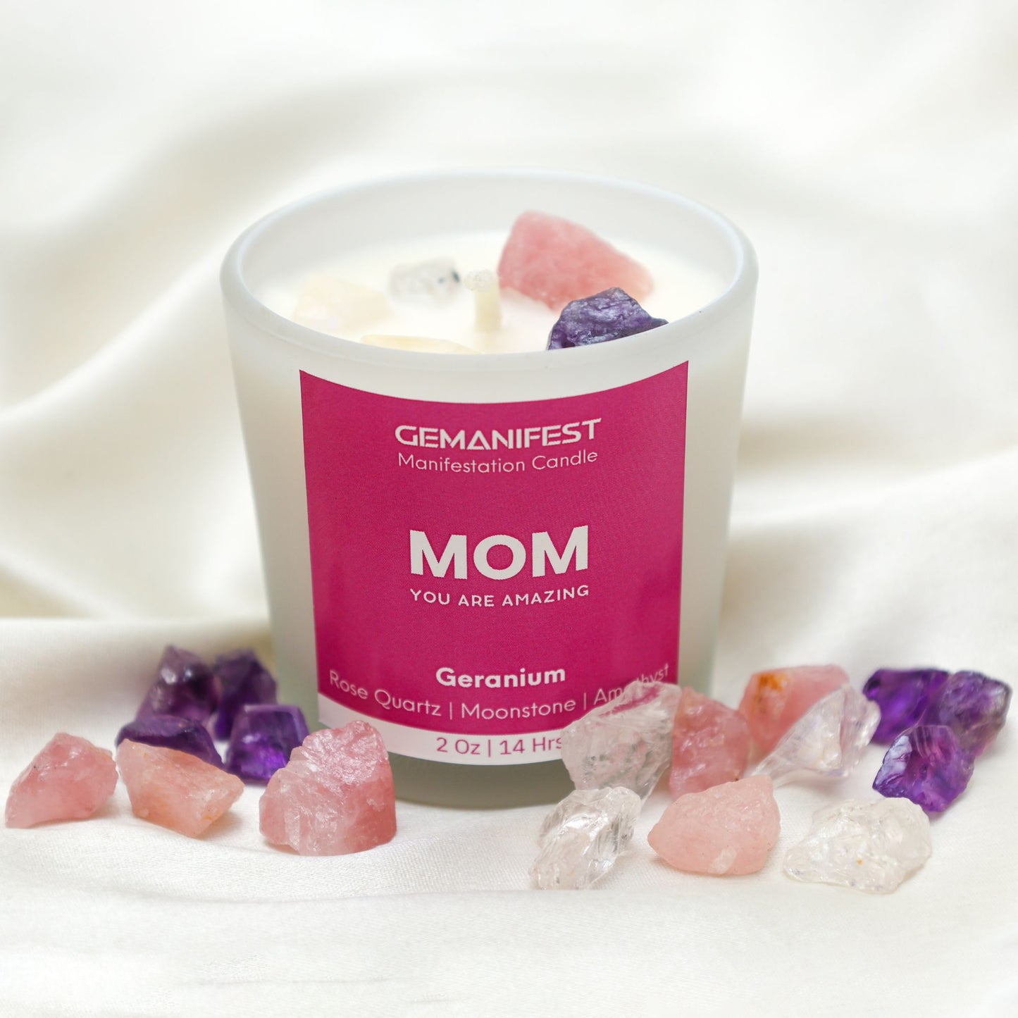“Mom – You Are Amazing” Candle with Amethyst,