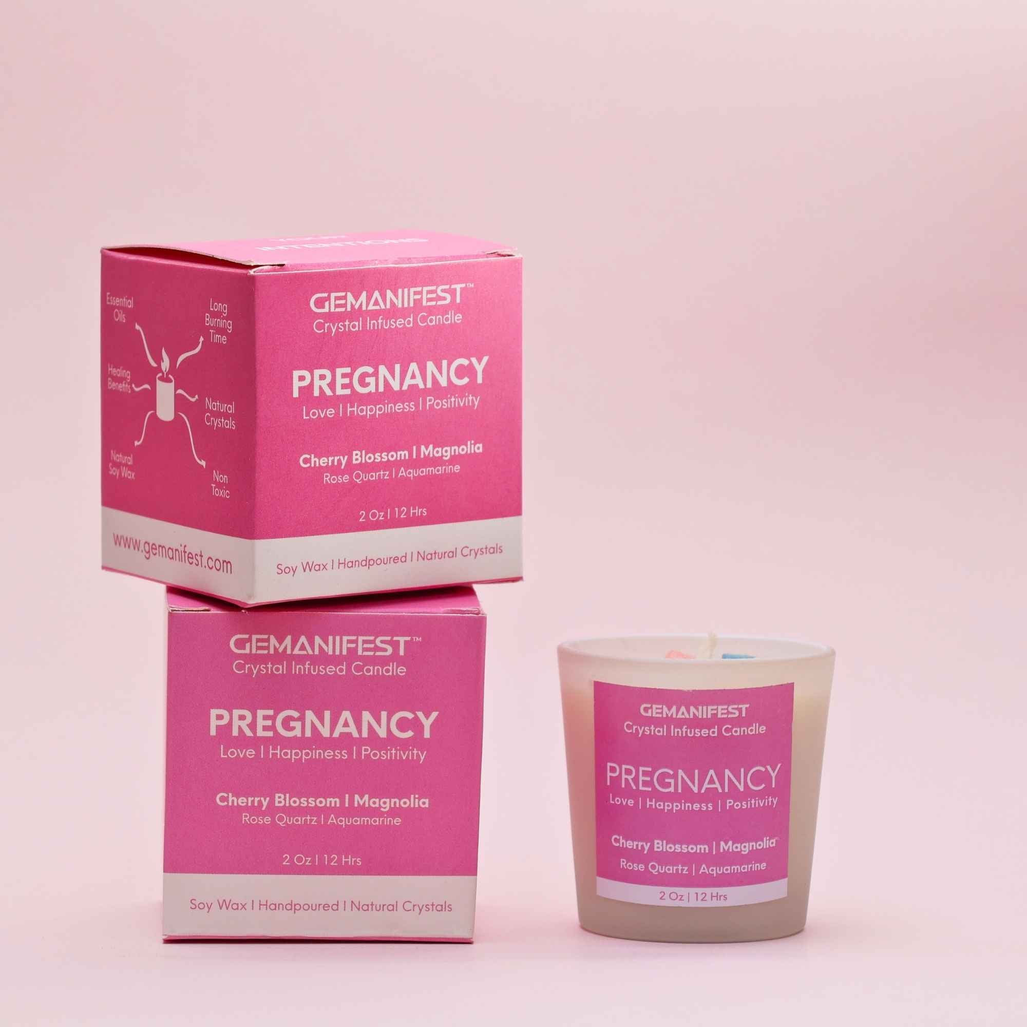 Pregnancy Manifestation Candle with gift ready packaging for Love & Protection.