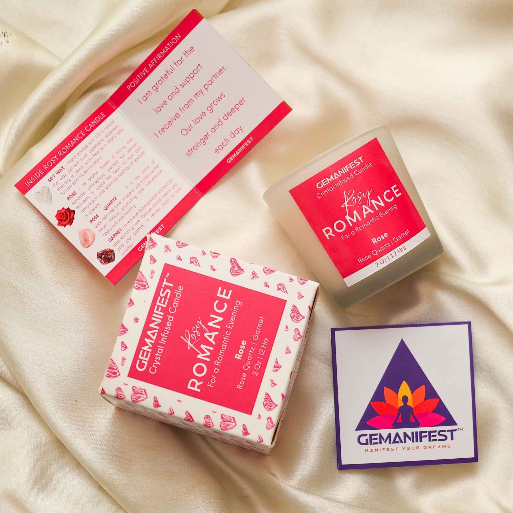 Rosy Romance Manifestation Candle with full kit set for love and passion.