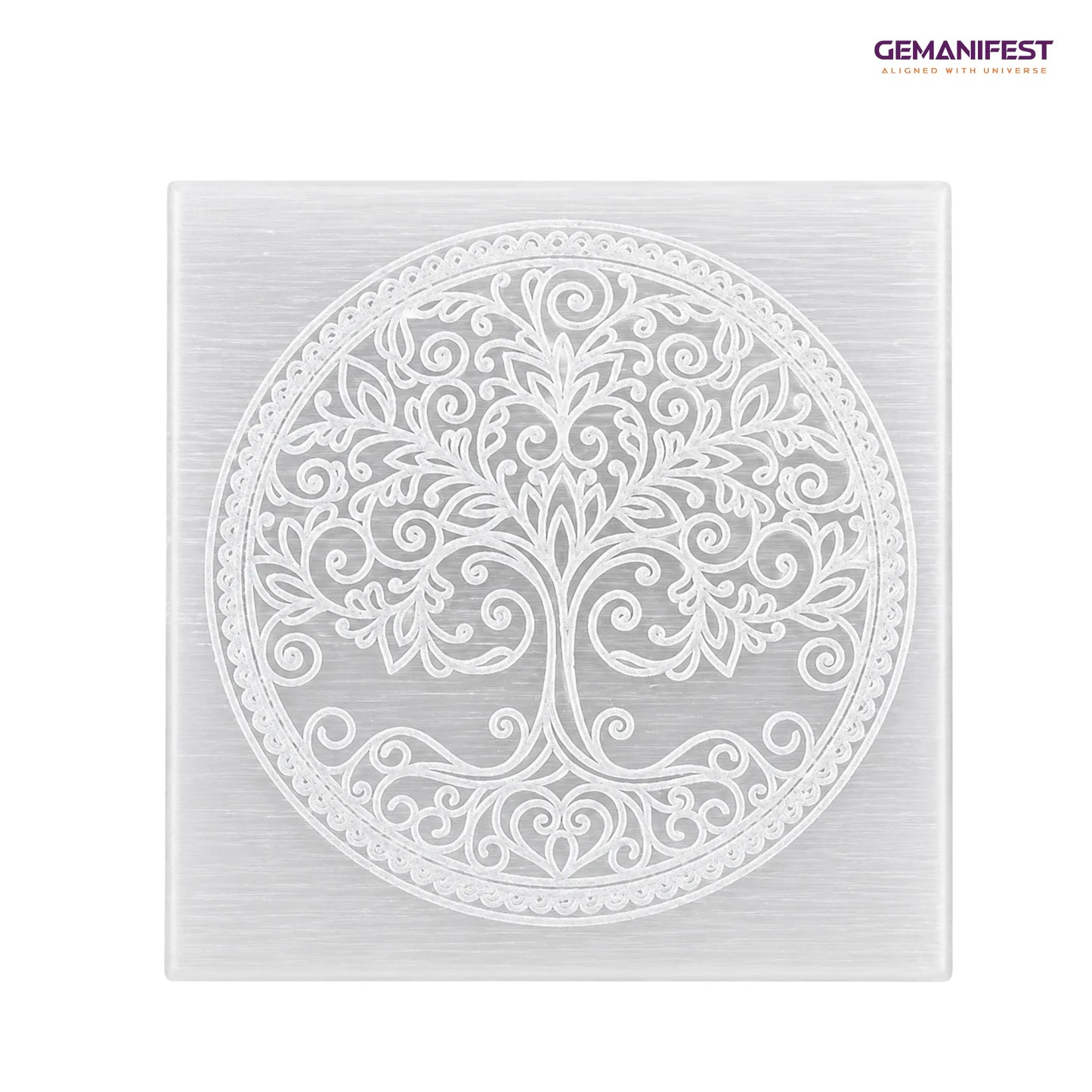 Tree of Life Selenite Charging Plate for Grounding & Manifestation