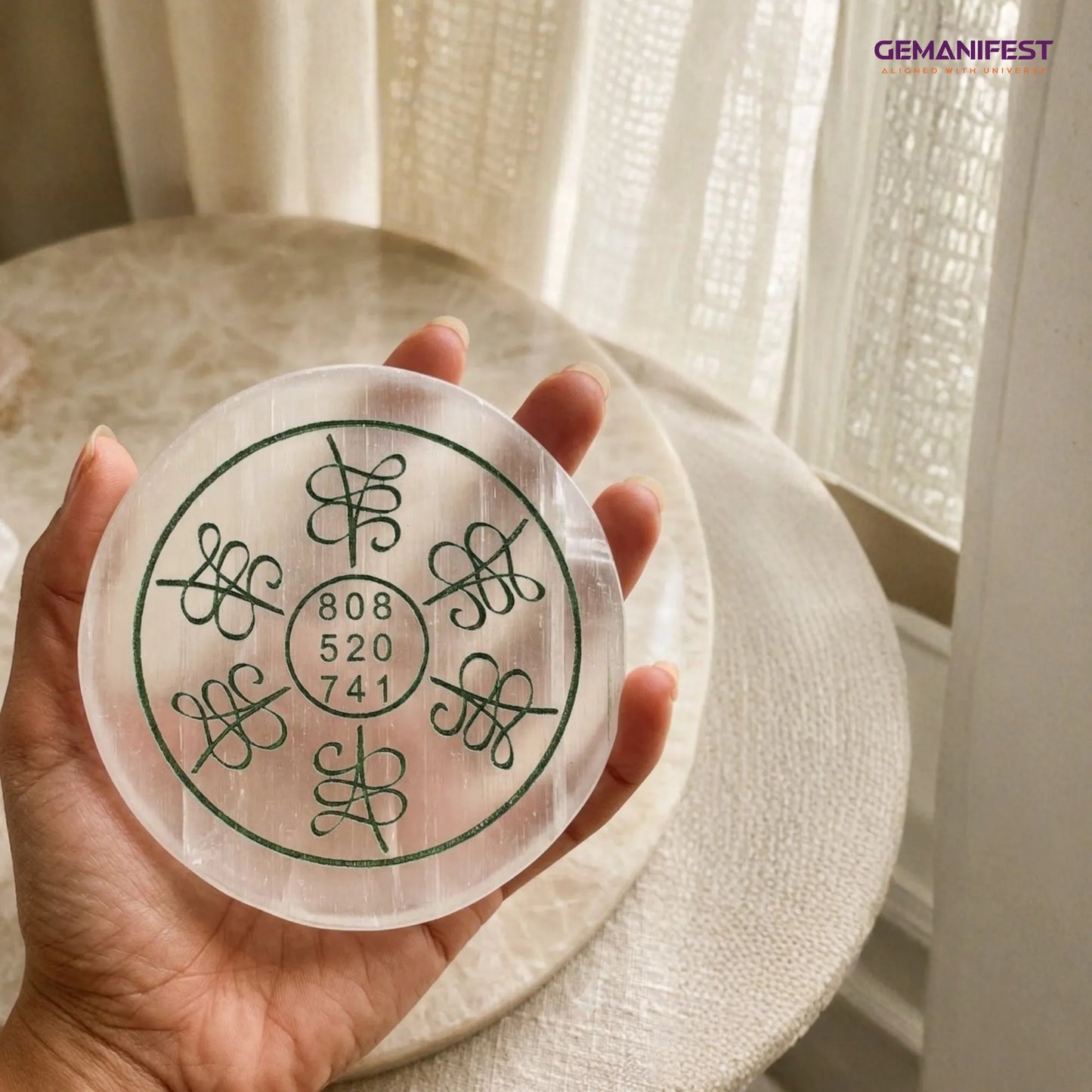 Zibu Prosperity Selenite Charging Plate for Abundance Manifestation