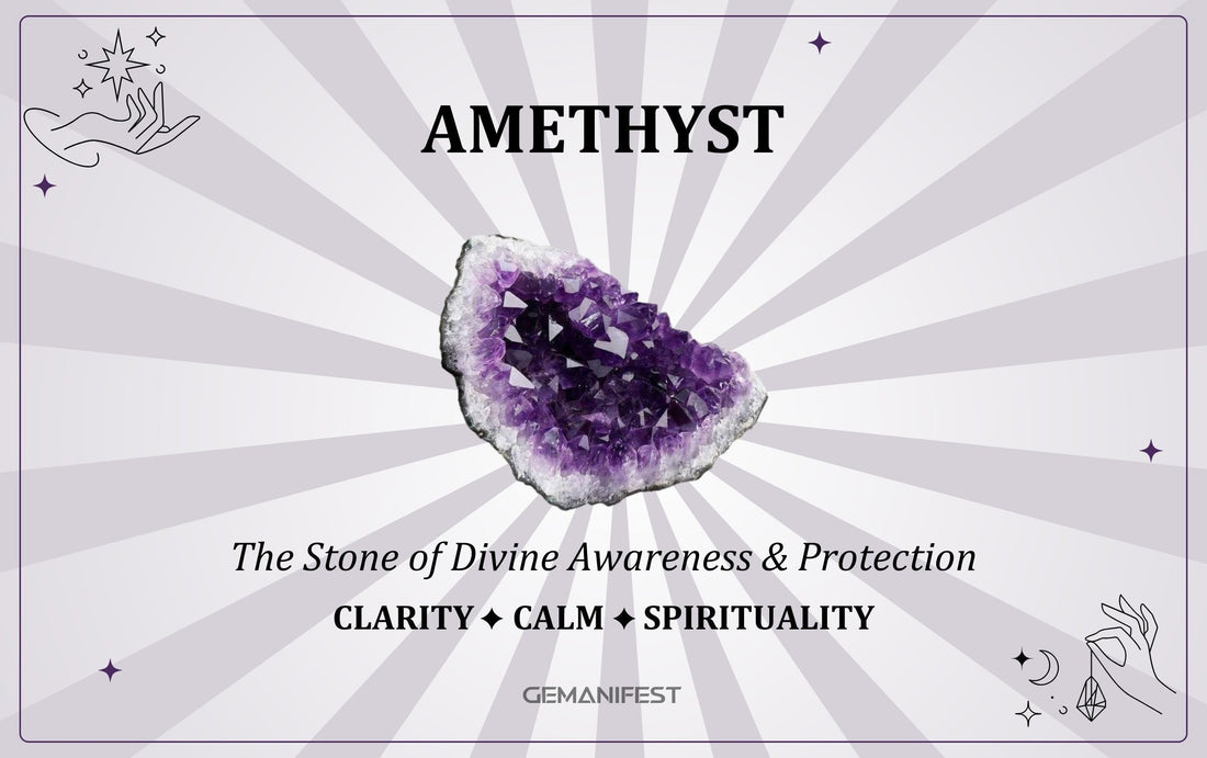 Amethyst crystal meaning – The Stone of Divine Awareness, used for intuition, clarity, and emotional balance.
