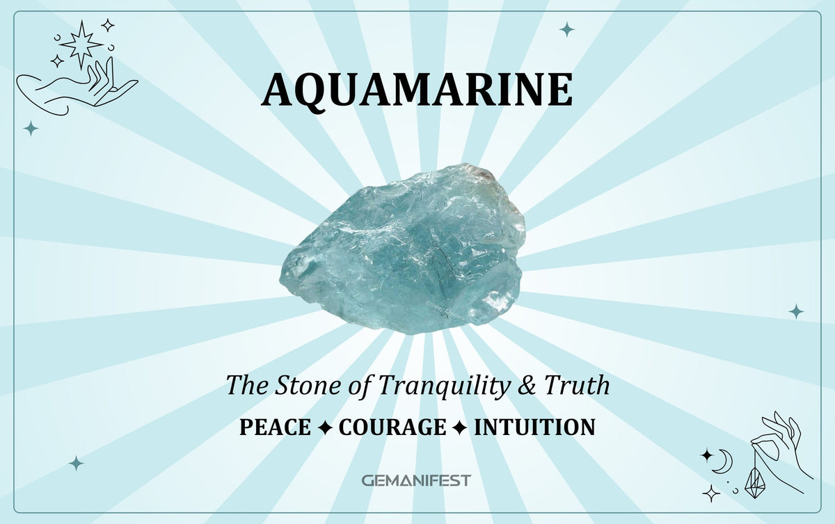 Aquamarine crystal meaning – The Stone of Tranquility & Truth, used for emotional balance, courage, and clarity.