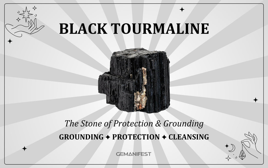 Black Tourmaline crystal meaning – The Stone of Protection & Grounding, used for shielding, energy purification, and stability.