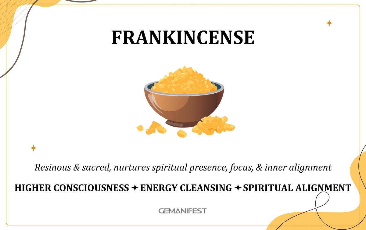 Frankincense scent – A fragrance for spiritual alignment, manifestation, and purification.
