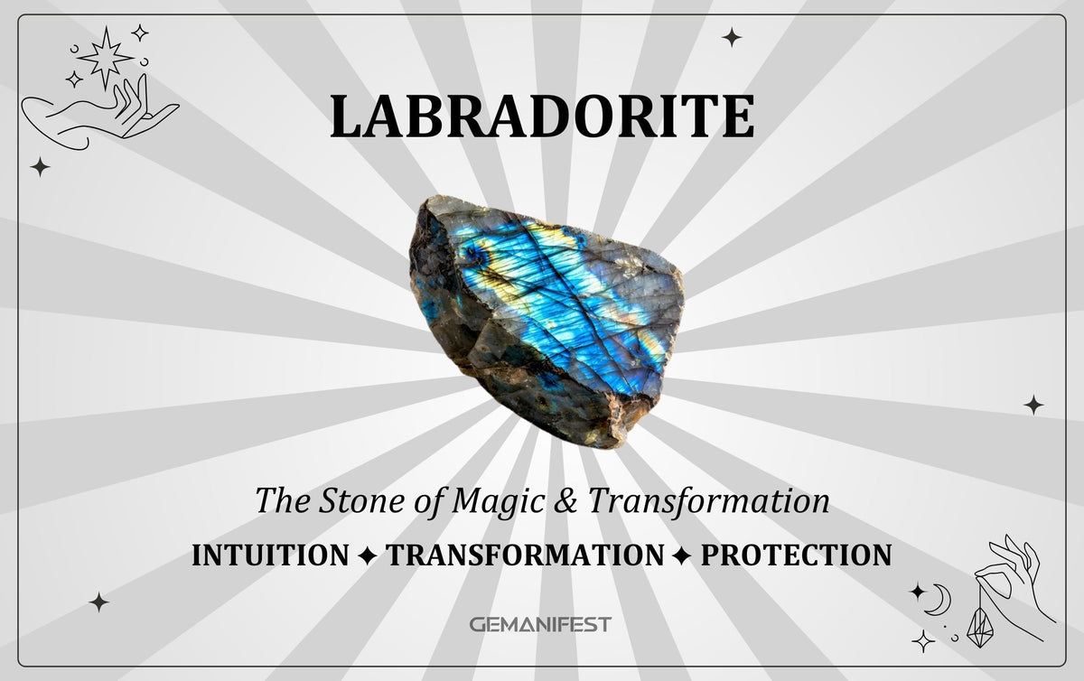 Labradorite crystal meaning – The Stone of Magic & Transformation, used for intuition, protection, and spiritual awakening.