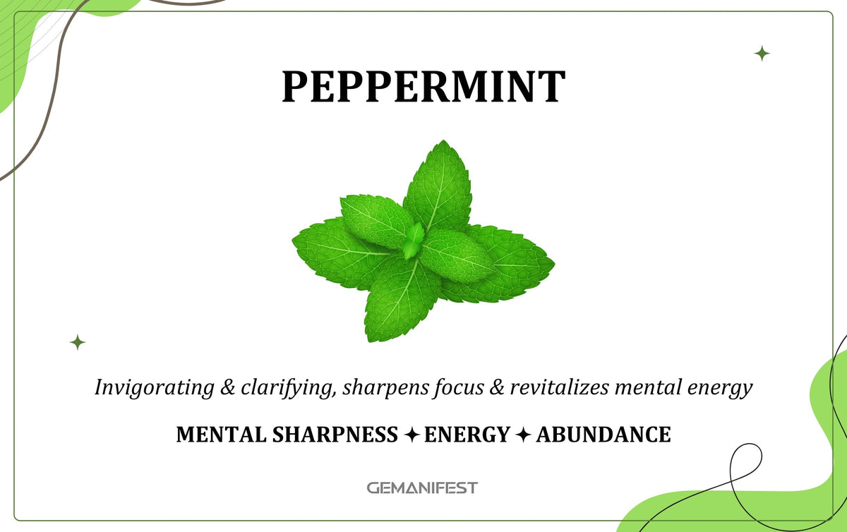 Peppermint scent – A fragrance for focus, clarity, and manifestation energy.