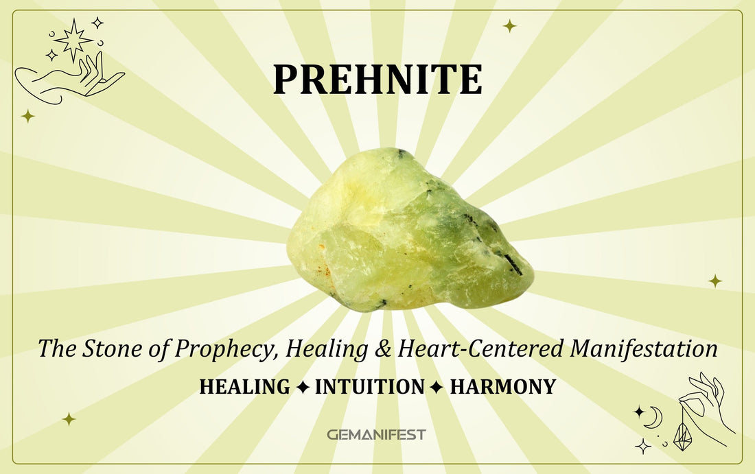 Prehnite crystal – A gemstone for heart-centered healing, manifestation, and spiritual guidance.