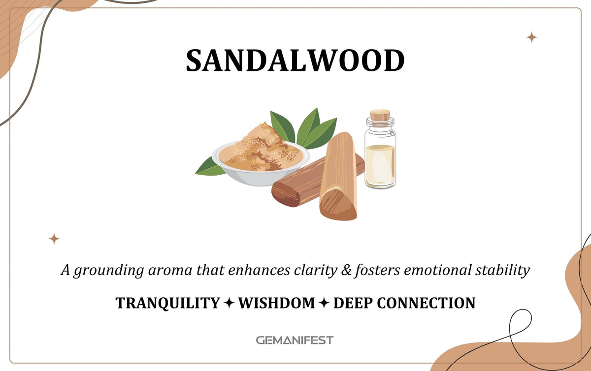 Sandalwood scent – A fragrance for spiritual connection, manifestation, and inner peace.
