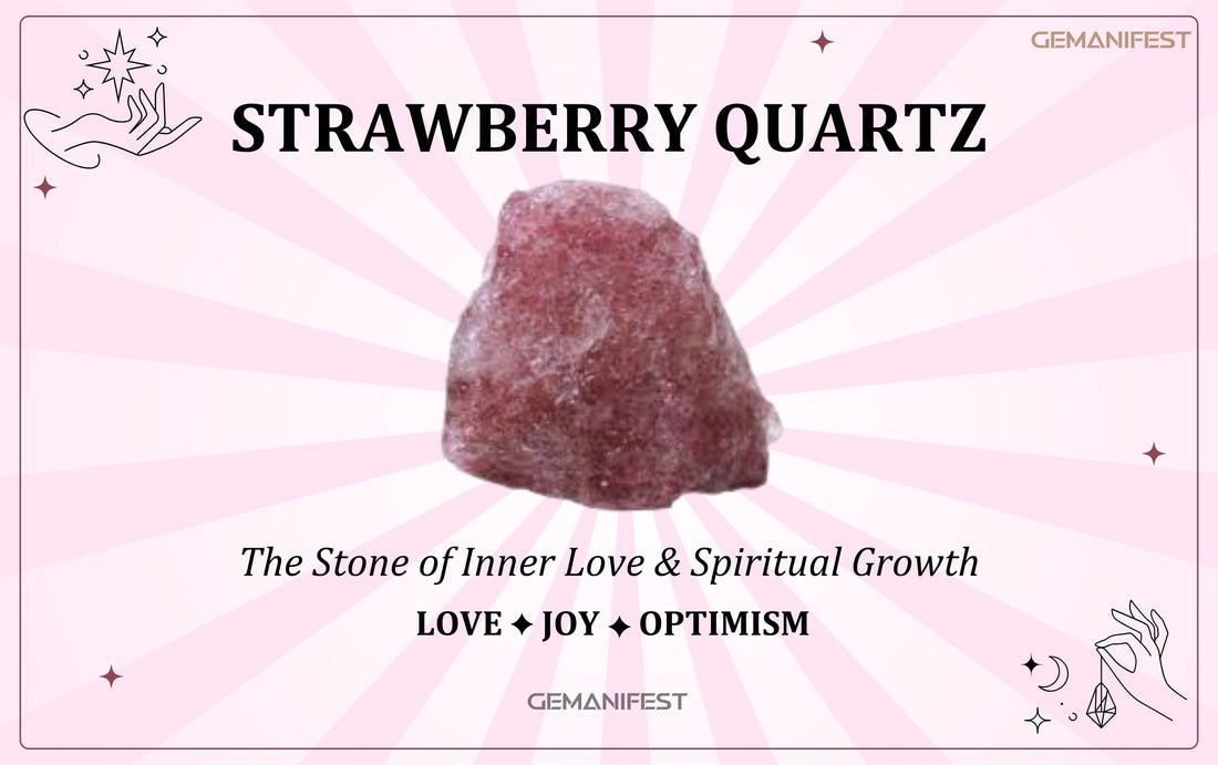 Strawberry Quartz crystal meaning – The Stone of Inner Love & Spiritual Growth, used for emotional healing, self-love, and positivity.