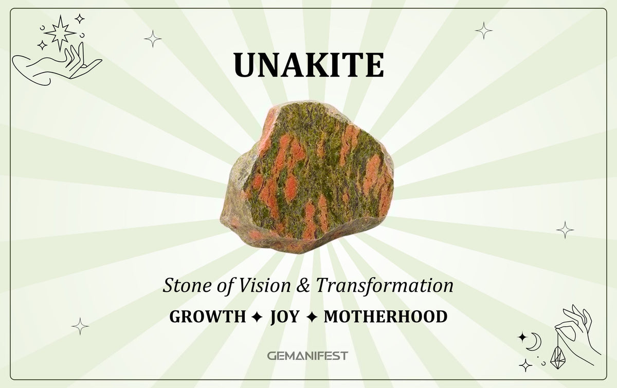 Unakite crystal meaning – The Manifestation Stone of Vision & Transformation, used for emotional healing, intuition, and new beginnings