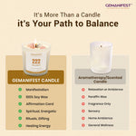 Gemanifest candle with comparison to aromatherapy candles on a beige background