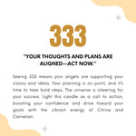 Text about angel number 333 and its significance on a white background with gold accents.