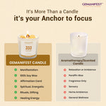 GEMANIFEST candle with comparison to aromatherapy candles on a beige background
