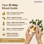 21-Day Ritual Guide with candle and leaves on a light background