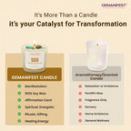 Gemanifest candle with comparison to aromatherapy candles on a beige background