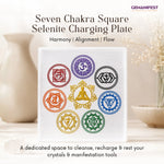 Seven Chakra Sqaure Selenite Charging Plate for Energy Harmony