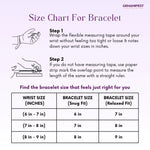 Size chart for Amethyst bracelet with measurement instructions and a GEMANIFEST logo.
