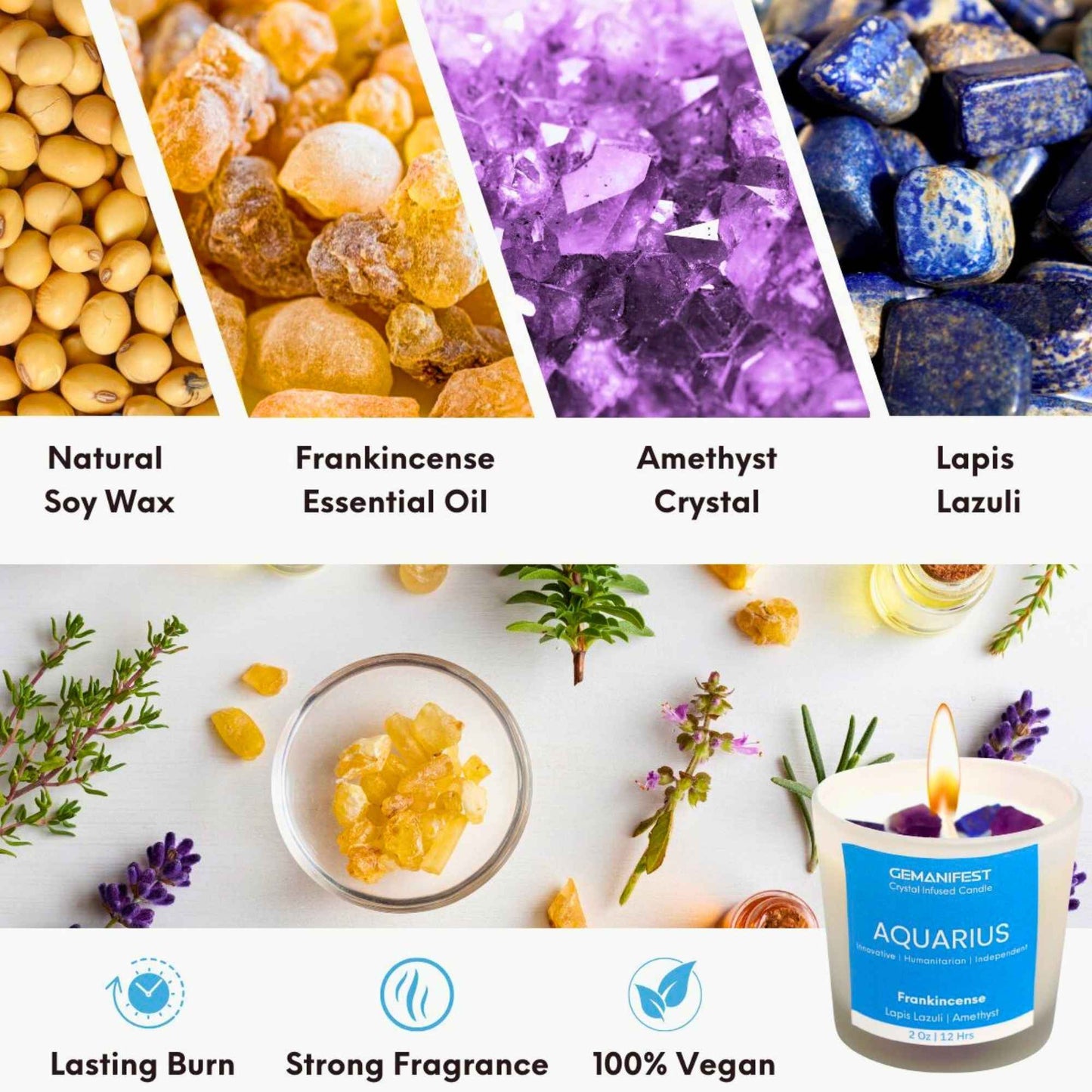 Aquarius Zodiac Manifestation Candle