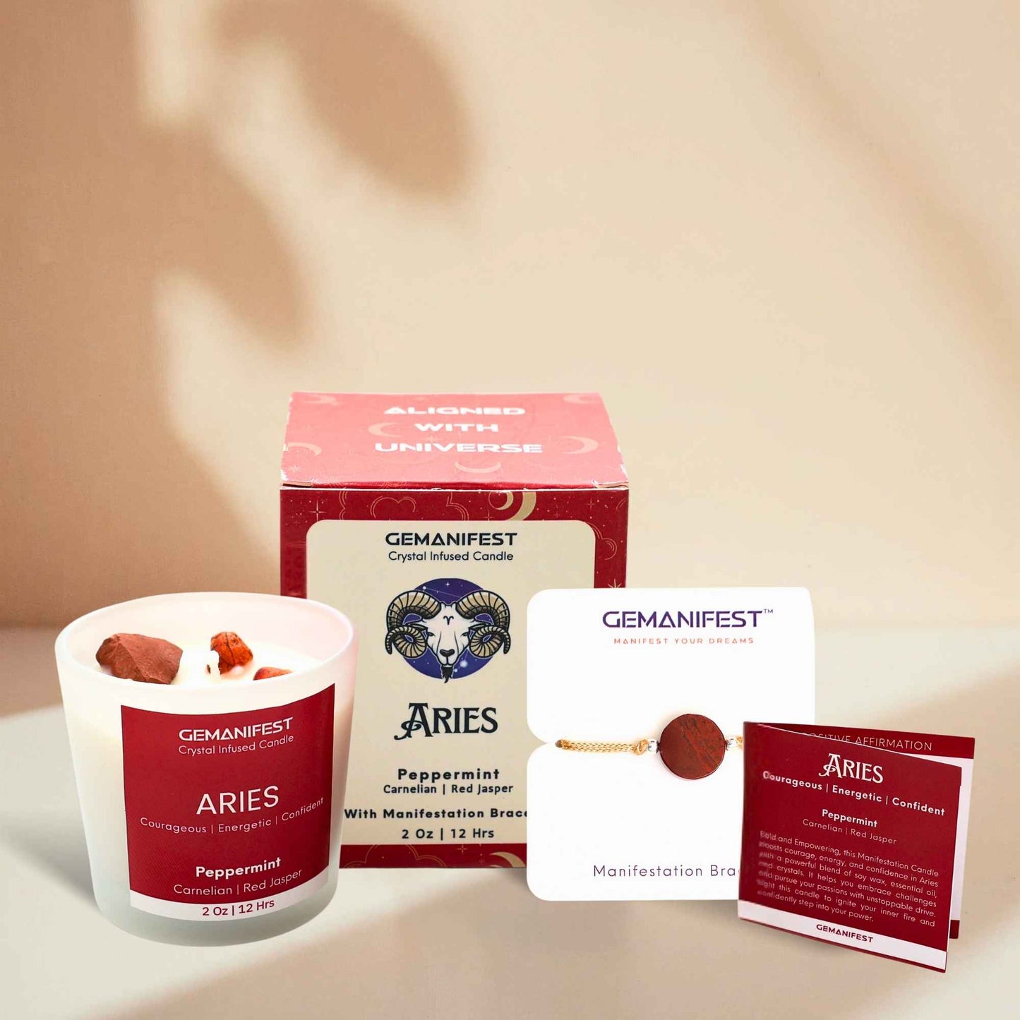 Aries Zodiac Manifestation Candle with full kit set for courage and success.