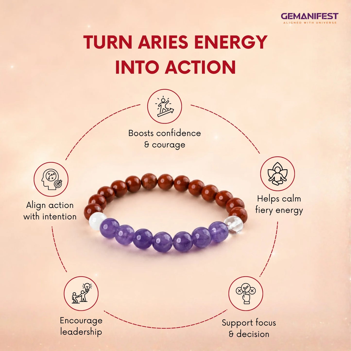 Aries Zodiac Bracelet for Confidence, Courage & Motivation