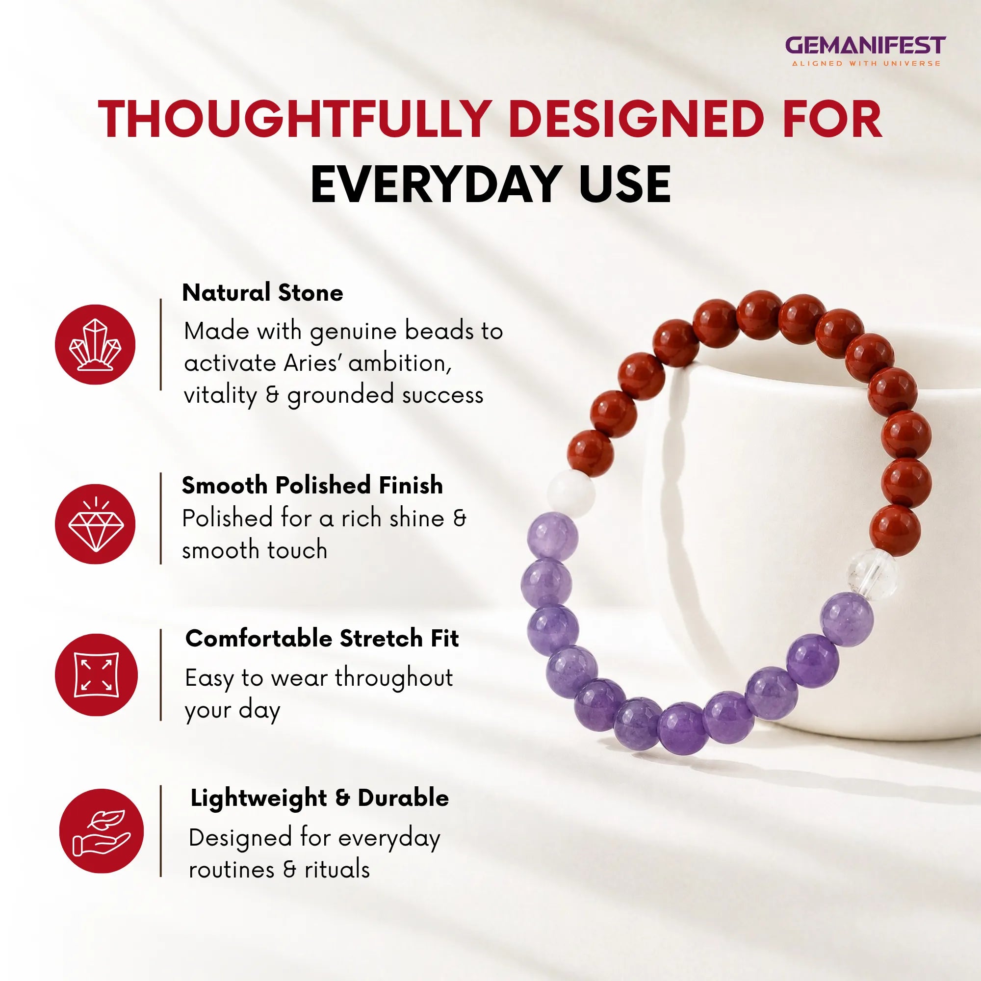 Aries Zodiac Bracelet for Confidence, Courage & Motivation