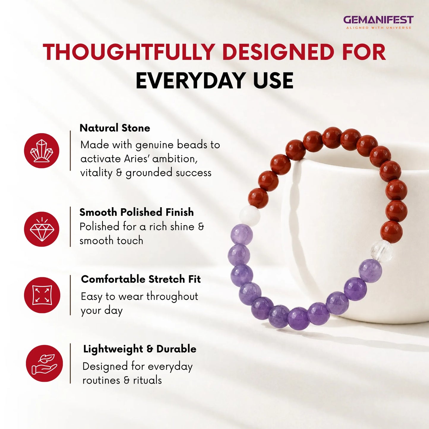 Aries Zodiac Bracelet for Confidence, Courage & Motivation