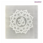 Sacred Aum Selenite Charging Plate for Inner Peace & Manifestation