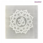 Sacred Aum Selenite Charging Plate for Inner Peace & Manifestation