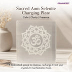 Sacred Aum Selenite Charging Plate for Inner Peace & Manifestation