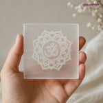 Sacred Aum Selenite Charging Plate for Inner Peace & Manifestation