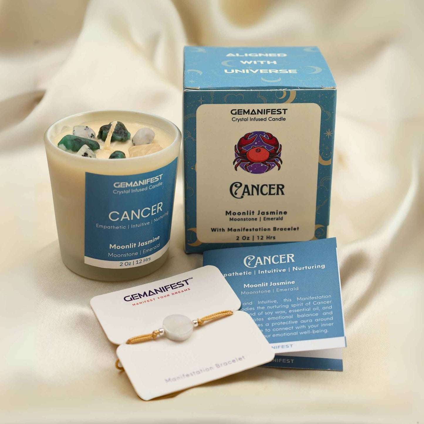 Cancer Zodiac Manifestation Candle with full kit set for intuition and emotional healing.