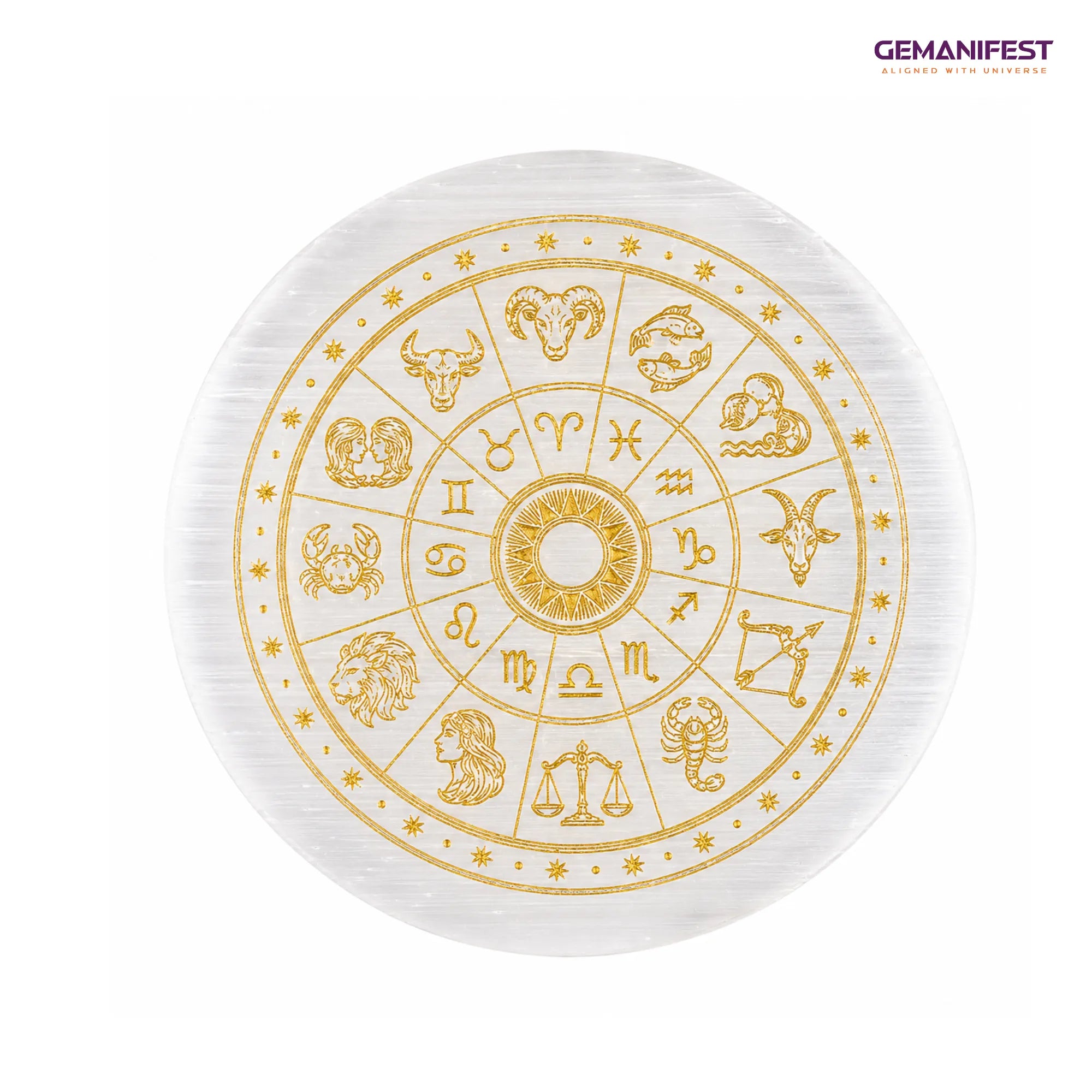 Celestial Zodiac Selenite Charging Plate for Self-Alignment