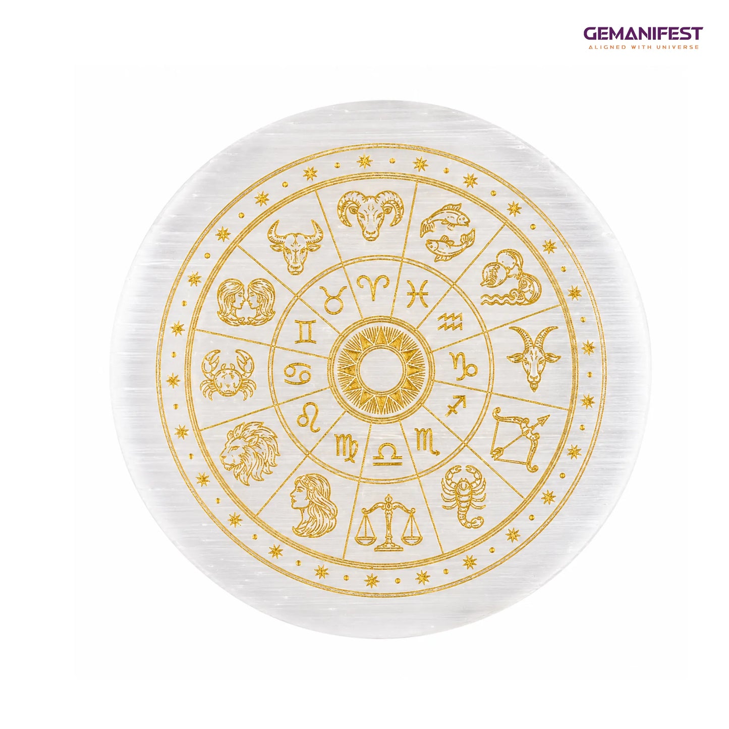 Celestial Zodiac Selenite Charging Plate for Self-Alignment