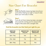 Size chart for bracelet with measurement instructions and GEMANIFEST branding.