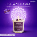 Gemanifest Crown Chakra candle with a purple background and brand logo.