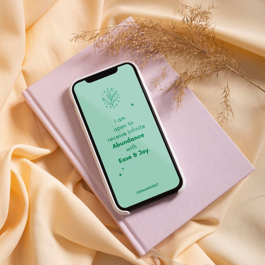 I Am Open to Receive Infinite Abundance with Ease & Joy – iPhone Wallpaper