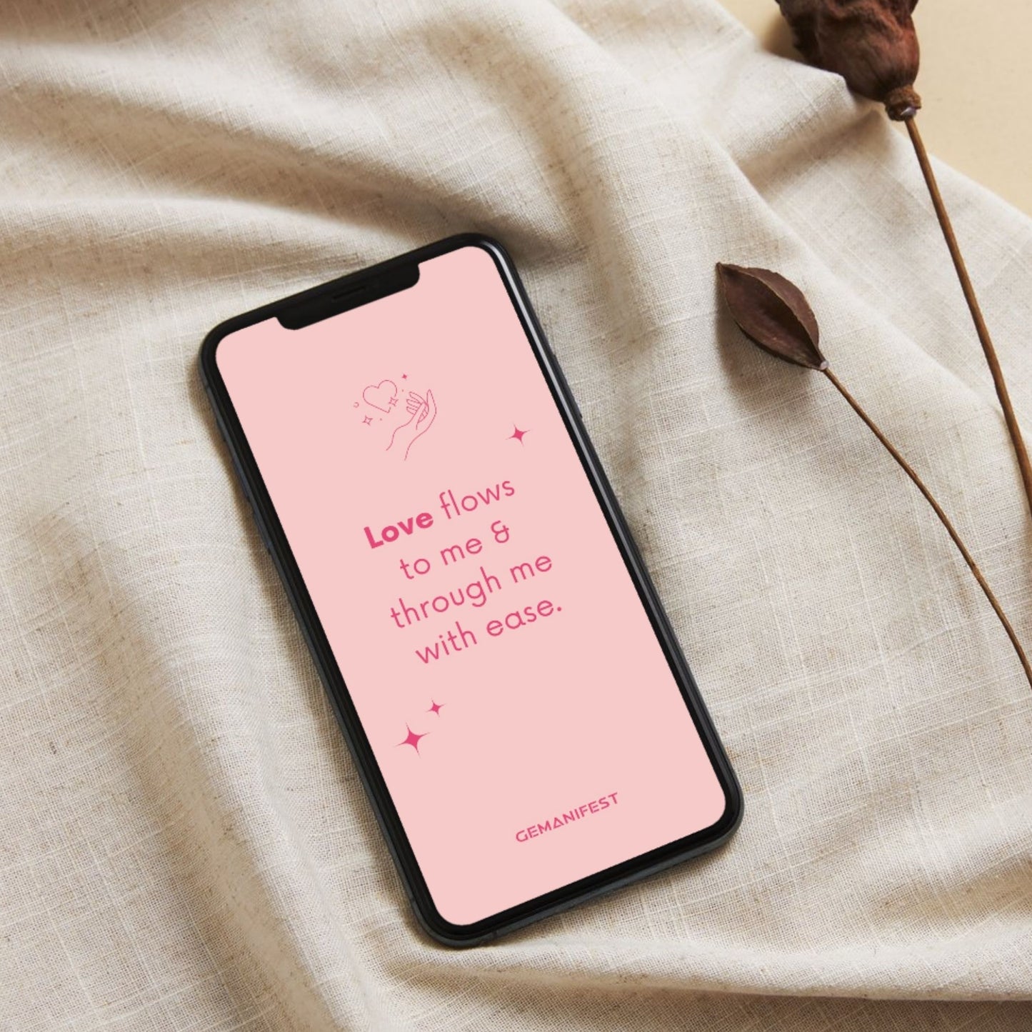 Love Flows to Me and Through Me with Ease – iPhone Wallpaper