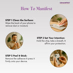 Instructions on how to use a phone protection chip with GEMANIFEST branding.