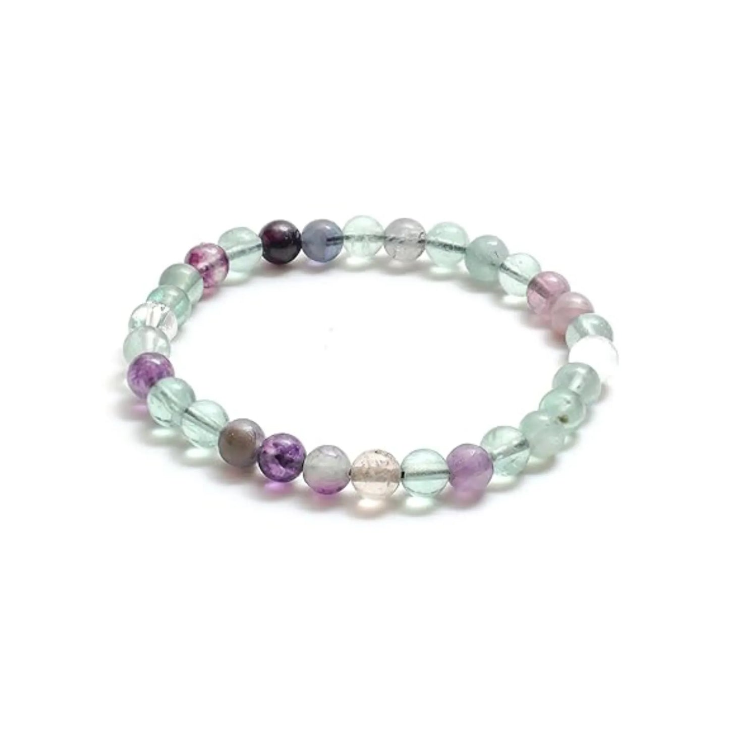 Multicolored beaded bracelet on a white background