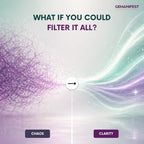 Abstract design with 'Chaos' and 'Clarity' options and GEMANIFEST branding.