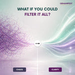 Abstract design with 'Chaos' and 'Clarity' options and GEMANIFEST branding.
