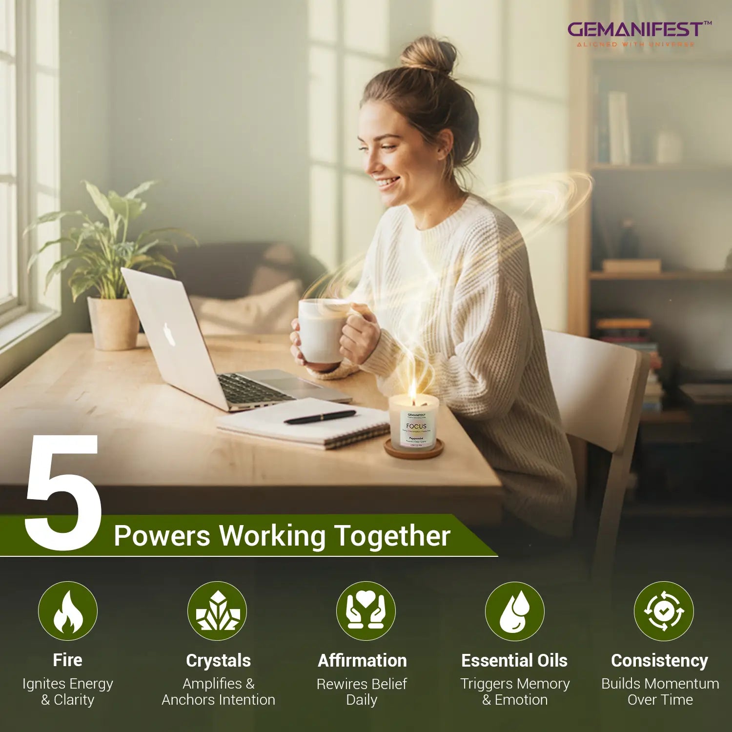 Focus Manifestation Candle for Clarity & Concentration